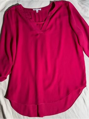 Chaus Bright Magenta V-Neck Blouse